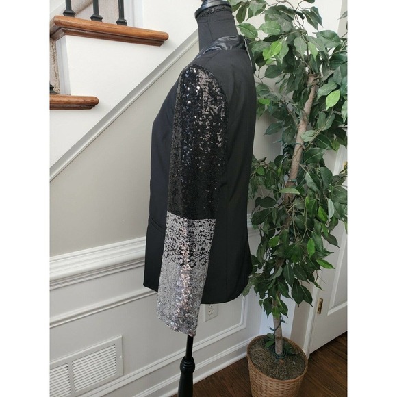 Auxo Collection Women's Black Polyester Blend Long Sleeve Classic Fit Blazer - Picture 6 of 12